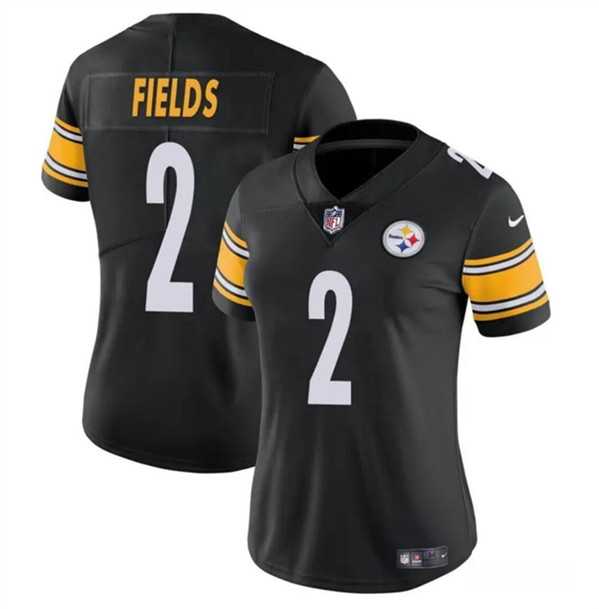 Womens Pittsburgh Steelers #2 Justin Fields Black Vapor Football Stitched Jersey Dzhi